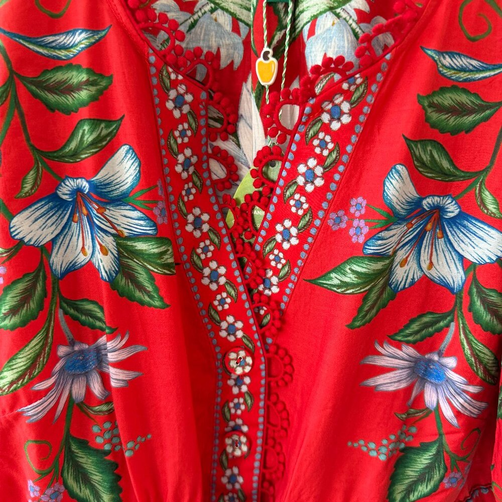 FARM RIO Red Sweet Bloom Bouquet Romper - Picture 2 of 5